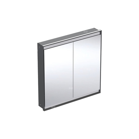 Szafka z lustrem Geberit ONE z ComfortLight i dwojgiem drzwi, montaż podtynkowy, wysokość 90 cm: B=90cm, Czarny mat / Aluminium malowane proszkowo