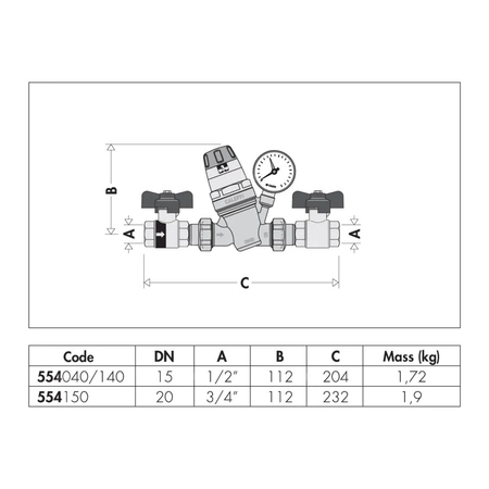 Automatyczny zawór do napełniania instalacji 3/4" z manometrem