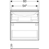Zestaw umywalki meblowej Geberit iCon slim rim, z szafką pod umywalkę, z dwoma szufladami i zestawem odpływowo-przelewowym do umywalki: B=60cm, Umywalka: biały, Korpus i front: lava / lakierowany matowy, Uchwyt: lava / malowany proszkowo, matowy
