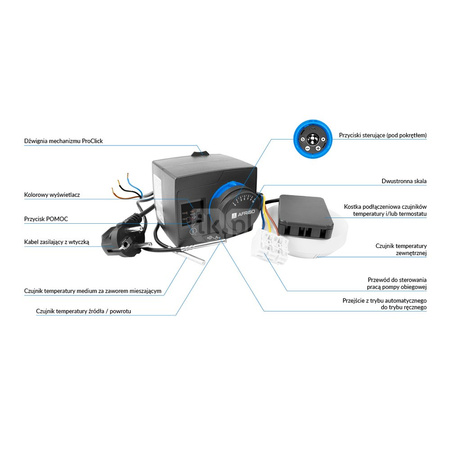 Regulator pogodowy ARC 345 ProClick, 3 czujniki, 230 V AC, z funkcją sterowania pompą