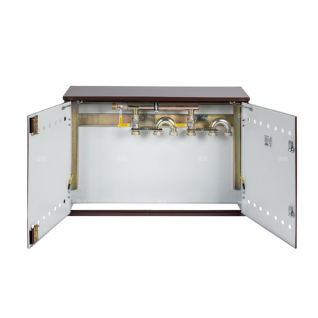 Punkt redukcyjno-pomiarowy na 2 gazomierze G4/G6, w poziomie, w skrzynce metalowej 1050x700x250 - brązowy