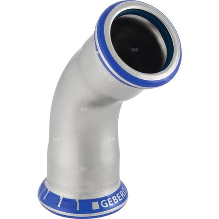 Kolano 45' GEBERIT Mapress Edelstahl FKM, stal nierdzewna, 28 mm, DN 25 x 28 mm x DN 25 (mufa zaprasowywana x mufa zaprasowywana), (głębokość: 25 mm) z uszczelką