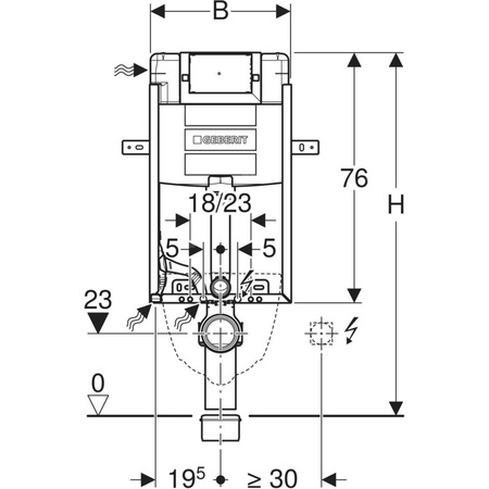 Stelaż podtynkowy Geberit Kombifix do wiszących misek WC, 106 cm, ze spłuczką podtynkową Omega 12 cm
