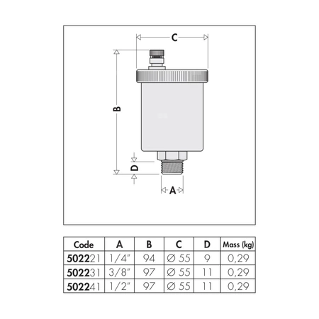 VALCAL - Automatyczny zawór odpowietrzający 1/4" GZ