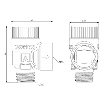 Zawór przelewowy AFRISO MS mosiądz 1,5 bar GZ x GW 1/2'' x 3/4''
