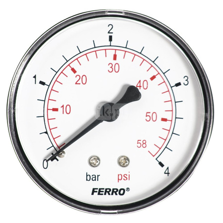Manometr z rurką Bourdona FERRO 0/4 bar aksjalne 1/4'' fi 63 mm