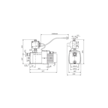 Pompa do zaopatrzenia w wodę Wilo-HiMulti 3C1-24P, samozasysająca, wielostopniowa z automatycznym systemem sterowania pompą, zabezpieczenie przed suchobiegiem, wysokosprawna hydraulika, niskie zużycie prądu, cicha praca, 1~230V