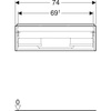 Szafka pod umywalkę Geberit iCon, z jedną szufladą: Szerokość umywalki=75cm, Korpus i front: biały / lakierowany na wysoki połysk, Uchwyt: chromowany z połyskiem 