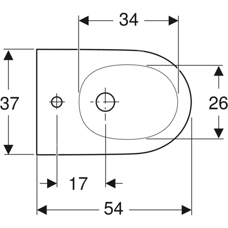 Bidet wiszący Geberit ONE, ukryte mocowania: T=54cm, Przelew=Niewidoczny, Biały / Matowy