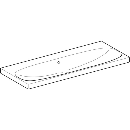 Umywalka GEBERIT Acanto prostokątna, biała, 1200mm, bez otworu na baterię, z odpływem przelewowym, półka od ściany