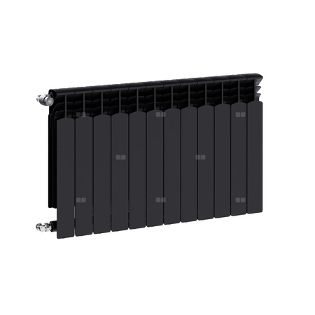 Grzejnik żeberkowy KFA Armatura G600F/12 aluminium, podłączenie boczne 672 x 966 mm, kolor czarny