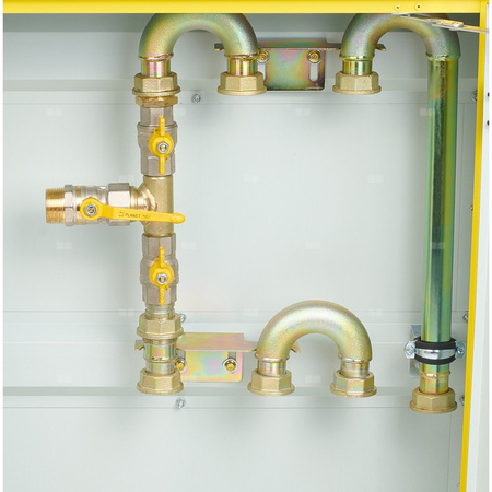 Punkt redukcyjno-pomiarowy na 2 gazomierze G4/G6, w pionie, w skrzynce z laminatu 670x870x250 - brązowy