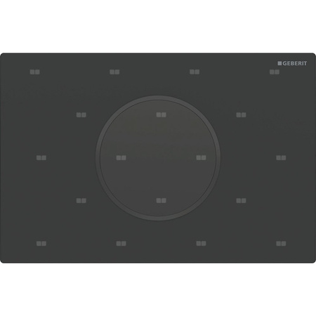 Przycisk uruchamiający Geberit Sigma10 do systemu spłukiwania WC z elektronicznym uruchamianiem spłukiwania, okrągły, z zabezpieczeniem: Płyta: czarny mat, z powłoką easy-to-clean, Pierścień ozdobny: czarny