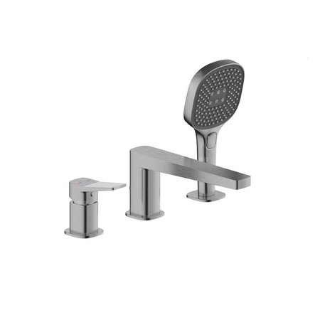 Bateria Malaga, wannowa, 3-otworowa stojąca, PVD gun metal grey