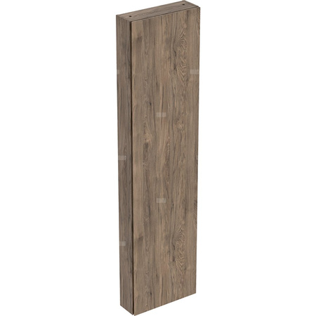 Wysoka szafka iCon z jednymi drzwiami i lustrem wewnętrznym, krótka 45 cm x 180 cm x 15 cm, Orzech włoski hickory / Melamina, struktura drewna