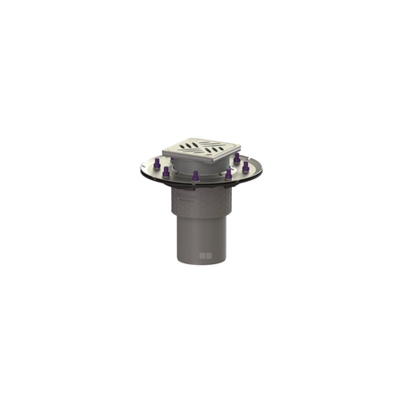 Wpust Practicus DN 100, odpł. pionowy, z koł. docisk., z kratką/ramą nierdz. 120x120 .