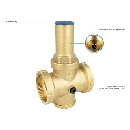 Regulator ciśnienia wody AFRISO BPR 407 mosiądz, GW 2 1/2'', 25 bar