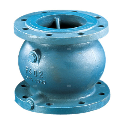 Zawór zwrotny kołnierzowy, zamknięcie grzybkowe wspomagane sprężyną, dwa króćce kontrolne, typ 402B, DN 250, PN10