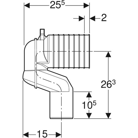 Zestaw kolan przyłączeniowych typu P Geberit do stojącej miski WC: L=22.5cm, d=90mm, Biały-alpin
