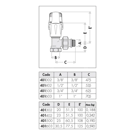 Kątowy zawór grzejnikowy do rur stalowych 1/2"