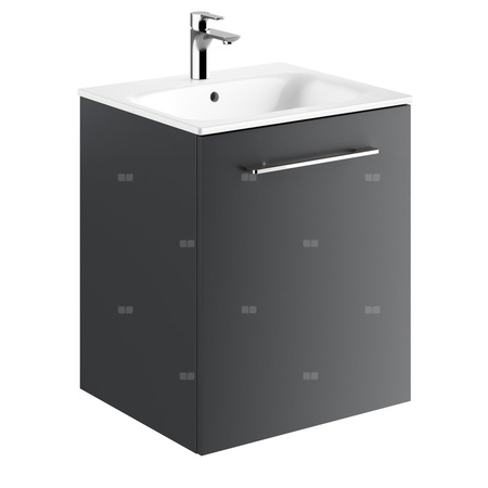 Geberit Selnova Square Zestaw szafki pod umywalkę, z jednymi drzwiami, B55cm, H65.2cm, T50.2cm, lava, z umywalką meblową, cienki rant, z przelewem, z otworem na baterię