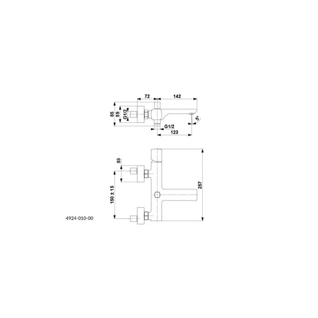 Bateria wannowa ścienna KFA Armatura MORGANIT, kolor chrom
