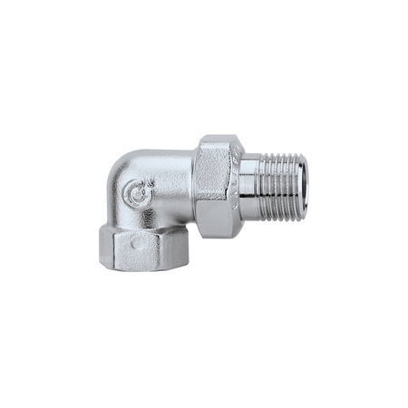 Złączka trzyczęściowa kątowa. Wykończenie: chrom 1/2" GW x GZ ze złączką