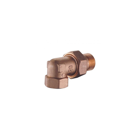 Złączka grzejnikowa kolankowa, mosiężna (śrubunek) 1/2" z oringiem