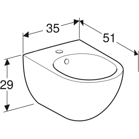 Bidet wiszący Geberit Acanto, ukryte mocowania: T=51cm, Przelew=Widoczny, Biały