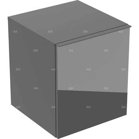 Szafka boczna Geberit Acanto, z jedną szufladą i jedną szufladą wewnętrzną: H=52cm, Korpus: lava / lakierowany matowy, Front: lava / szkło błyszczące, Uchwyt: lava / malowany proszkowo, matowy