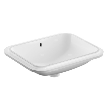 Umywalka GEBERIT Variform prostokątna, biała / KeraTect, 530mm, bez otworu na baterię, z odpływem przelewowym, bez półki