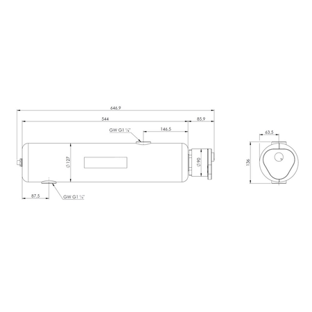 Dogrzewacz przepływowy BEH 462 z grzałką o mocy 2,0 kW, 230 V AC, 2x GW G1 1/4'', 1x GW G1/2''
