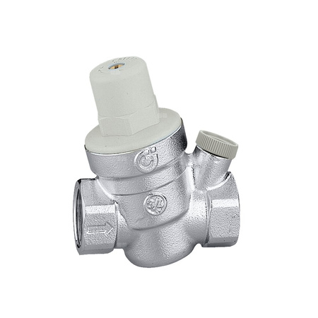 Regulator ciśnienia CALEFFI 5334 mosiądz (niklowanie), GW 1/2'', 16 bar, wersja skośna