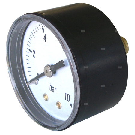 Manometr z rurką Bourdona SOCLA 3212B 0-10 bar Gwint zewnętrzny 1/4'' aksjalny fi 50 mm, obudowa z tworzywa sztucznego