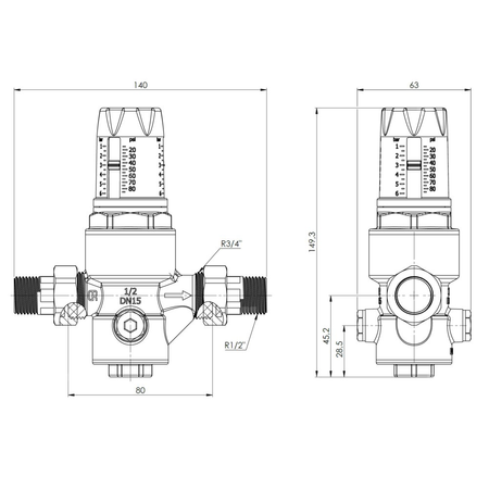 Regulator ciśnienia wody AFRISO BPR 421 mosiądz, półśrubunek 1/2'', 25 bar