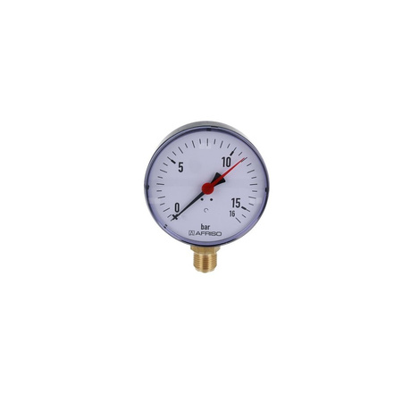 Manometr z rurką Bourdona AFRISO RF grzewczy 0/16 bar G1/2B radialne fi 100 mm, kl. 2.5%