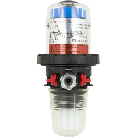 Filtr olejowy AFRISO FloCo-Top-1C Si zintegrowany z odpowietrznikiem fi 3/8'' x 3/8'' GW x GZ, z wkładem plastikowym, maks. przepływ 100 l/h