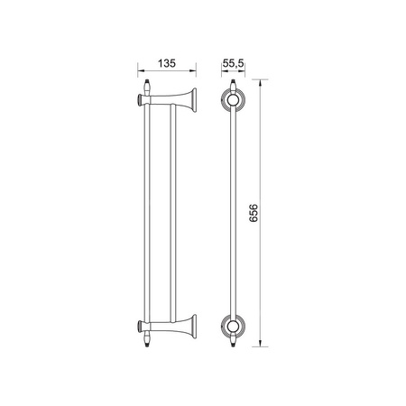 ANTICA wieszak na ręcznik podwójny 60 cm, stary brąz