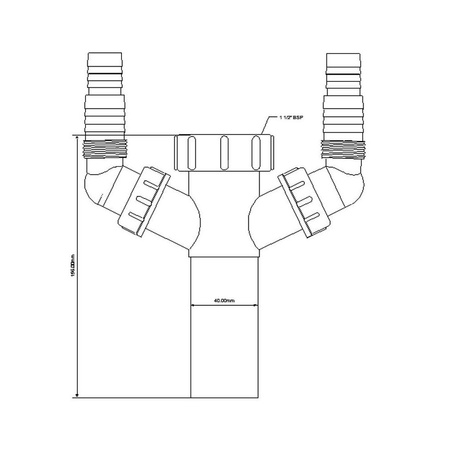 Przedłużka do syfonu zlewozmywakowego 11/2"x40mm z podłączeniem do pralki i zmywarki