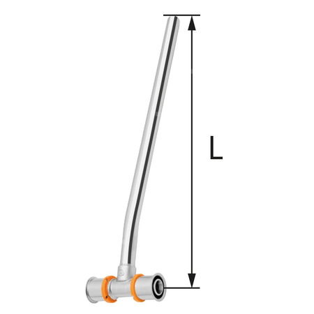 Trójnik mosiężny z rurą Cu fi15 ultraPRESS - 20 L = 750 mm