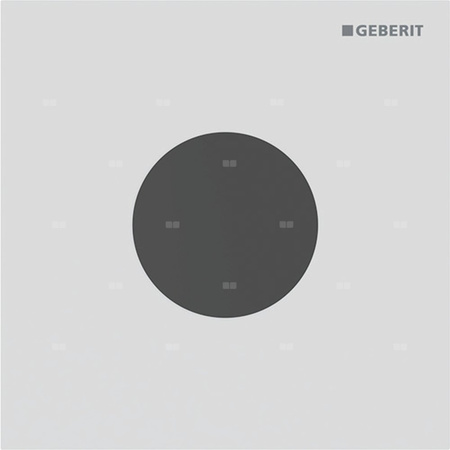 Elektroniczny zawór spłukujący Geberit do pisuaru, zasilanie bateryjne, Typ 40, stal nierdzewna biały mat, okrągły