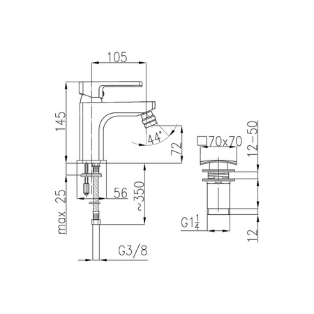 Bateria bidetowa KFA Armatura KORUND, kolor chrom