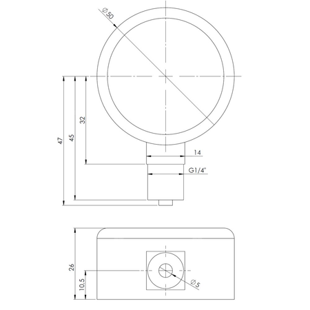 Manometr z rurką Bourdona AFRISO RF standardowy -1/0 bar G1/4B radialne fi 50 mm, kl. 1.6%