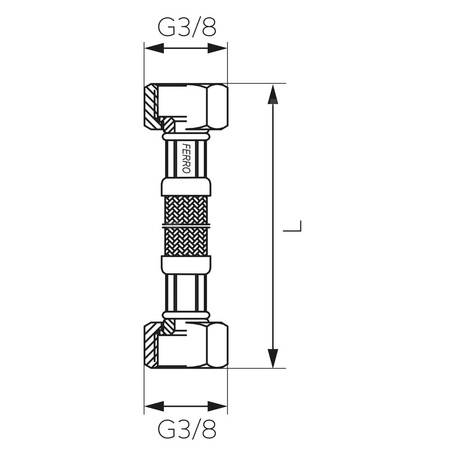 Wąż przyłączeniowy elastyczny FERRO z oplotem (stal), GW x GW, 3/8'' x 3/8'', długość 30 mm