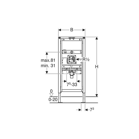 Trawers Geberit dopływu di32, do stelaży podtynkowych do pisuaru