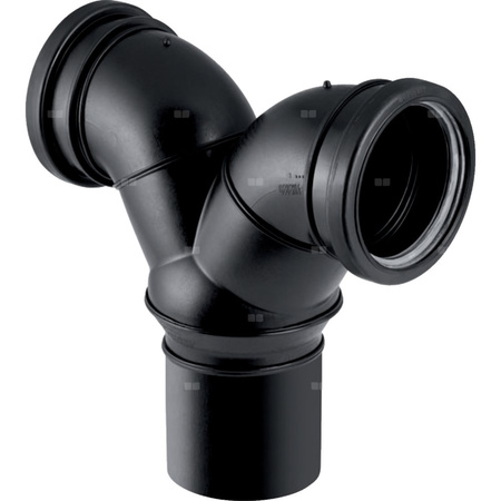 Trójnik GEBERIT Silent-db20  90' PE 90 mm x 110 mm x 90 mm (mufa zaciskowa x króciec z tworzywa sztucznego do spawania/zgrzewania x mufa zaciskowa), kolor czarny