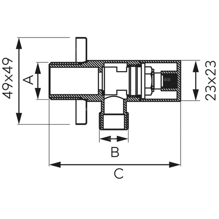 Zawór wodny FERRO QUADRO, czarny GZ 1/2'' x GZ 1/2''
