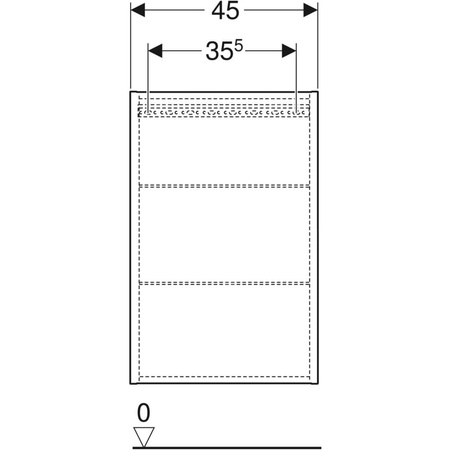 Górna szafka Geberit prostokątna, z jednymi drzwiami: 45x70cm, Korpus i front: biały / lakierowany matowy