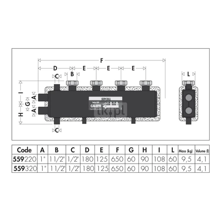 SEPCOLL 2 Rozdzielacz ze sprzęgłem hydraulicznym do instalacji grzewczych i chłodniczych, 125 mm