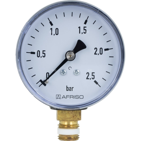 Manometr z rurką Bourdona AFRISO RF grzewczy 0/2,5 bar G1/4B radialne fi 63 mm, kl. 2.5%